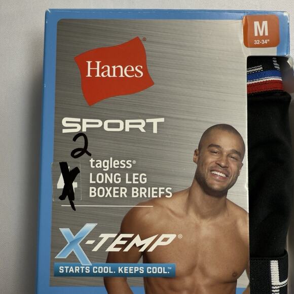 Hanes Sport X-Temp Men's Tagless Trunks 2-Pack "Total Support Pouch" Size M - Picture 4 of 9